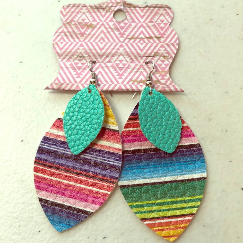 Serape and Turquoise Earrings
